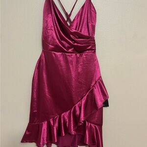 Lulu's Fuchsia Satin cocktail dress